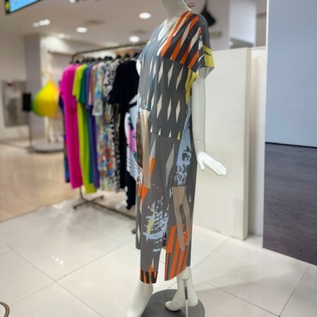 프린팅 브이넥 원피스