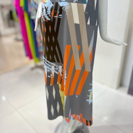 프린팅 브이넥 원피스