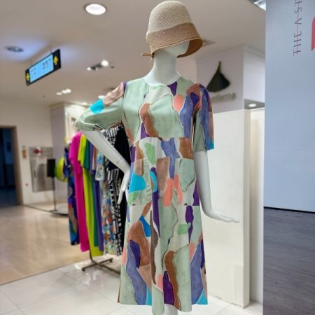 나염 라운드 원피스