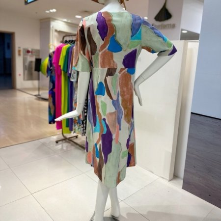 나염 라운드 원피스