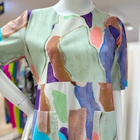 나염 라운드 원피스