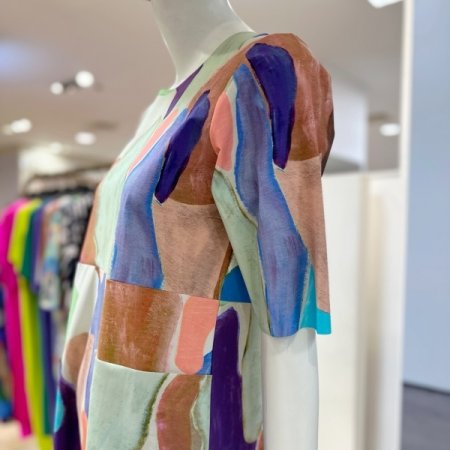 나염 라운드 원피스