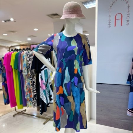 나염 라운드 원피스