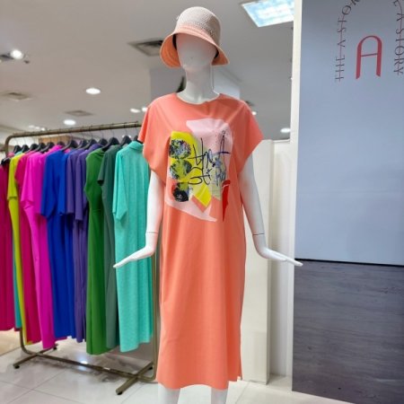 프린팅 포인트 민소매 원피스