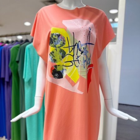 프린팅 포인트 민소매 원피스