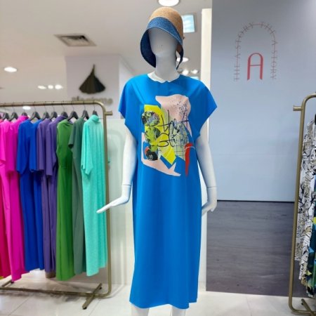 프린팅 포인트 민소매 원피스