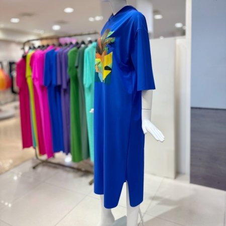 프린팅 후드 롱 원피스