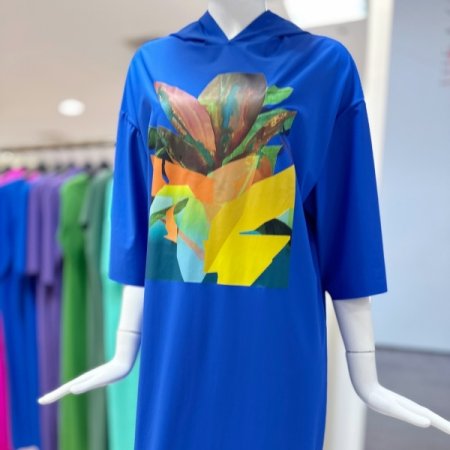 프린팅 후드 롱 원피스