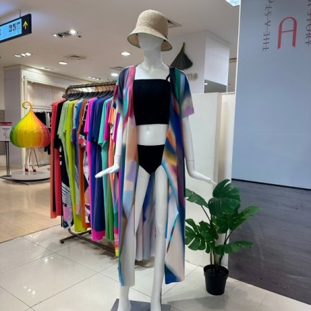 블루밍 스트라이프 랩 드레스