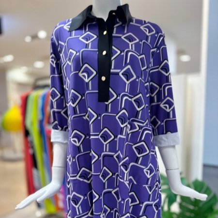 지오 카라 배색 드레스