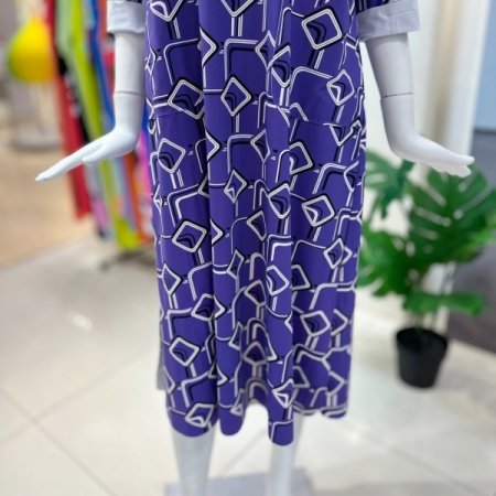 지오 카라 배색 드레스