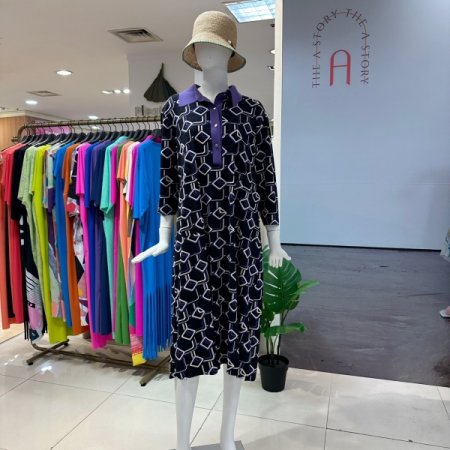 지오 카라 배색 드레스