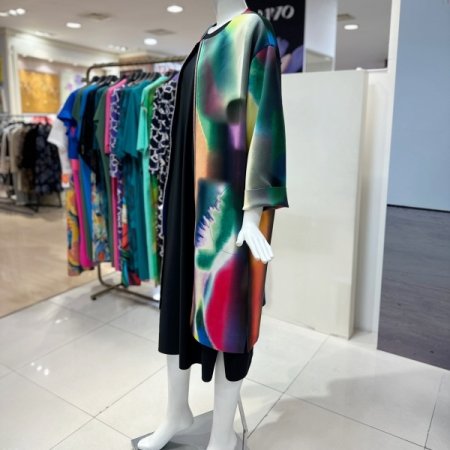 패턴 롱 집업 점퍼