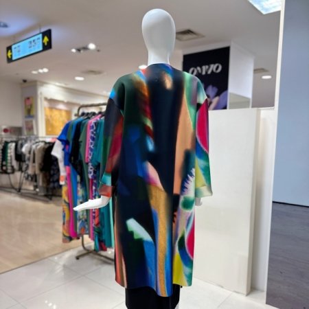 패턴 롱 집업 점퍼