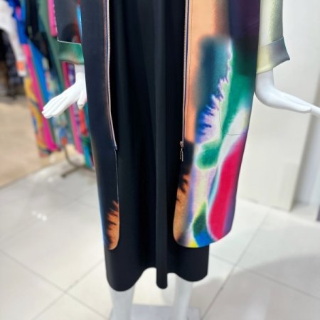 패턴 롱 집업 점퍼