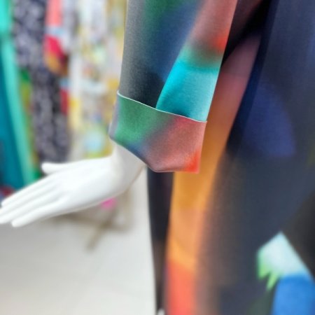 패턴 롱 집업 점퍼