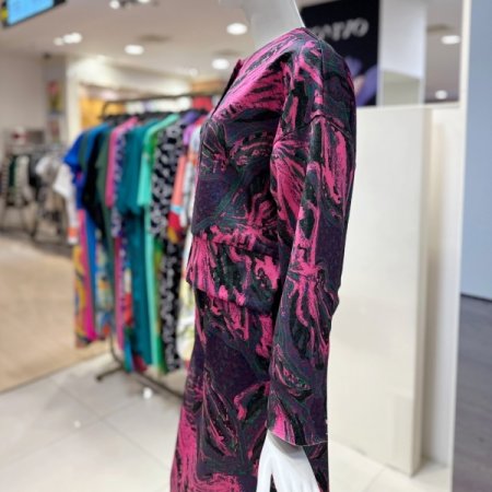 패턴 프린팅 라운드 자켓