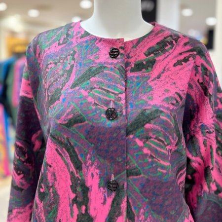 패턴 프린팅 라운드 자켓