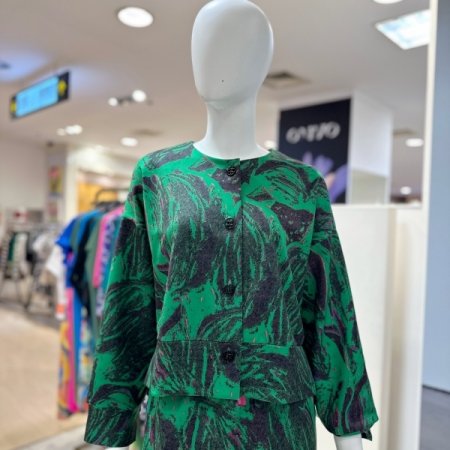 패턴 프린팅 라운드 자켓