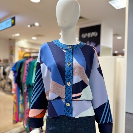 프린팅 라운드넥 가디건