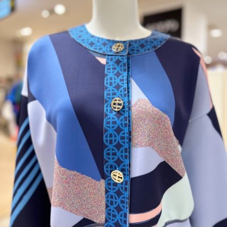 프린팅 라운드넥 가디건