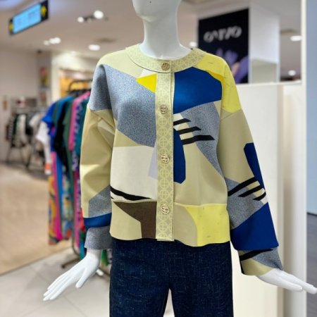 프린팅 라운드넥 가디건