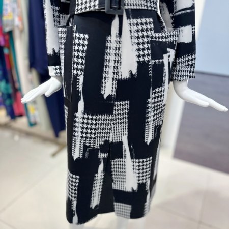 패턴 롱 트렌치 코트