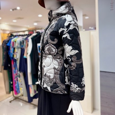 리버서블클래식 후드 패딩 하프 코트