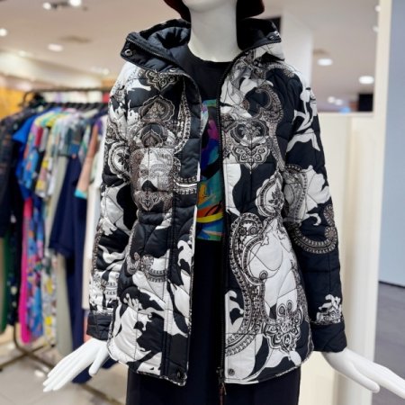 리버서블클래식 후드 패딩 하프 코트