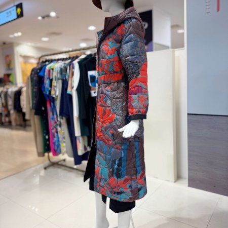 데님 플라워 패딩코트