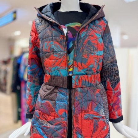 데님 플라워 패딩코트