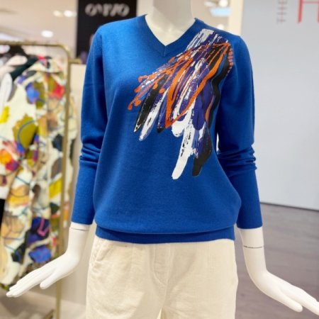 원포인트 브이넥 니트