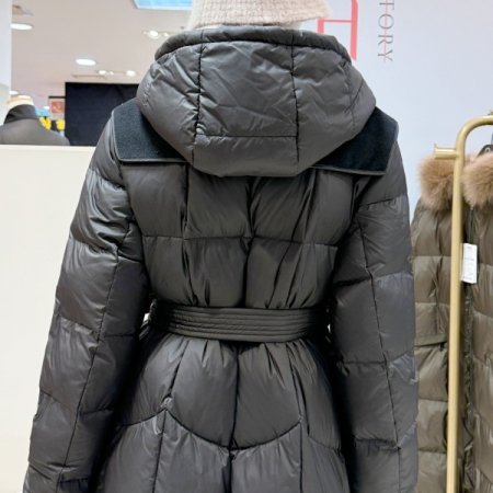 구스다운 배색 롱 패딩점퍼