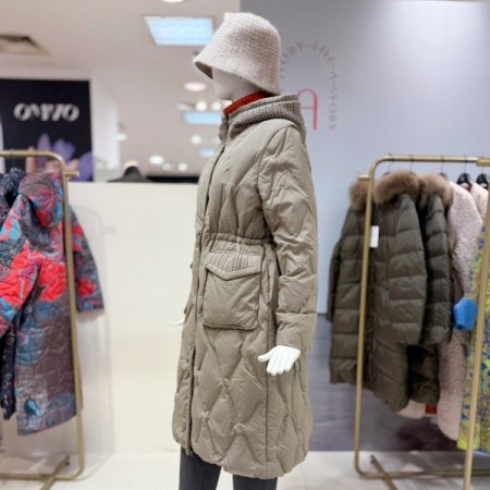 퀼팅 후드 벨티드 패딩점퍼