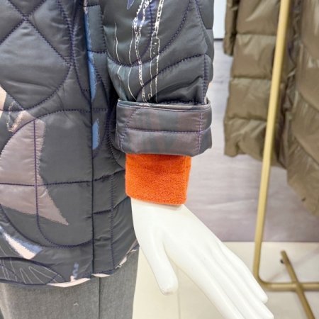 컨템곡선 후드 패딩 하프 코트