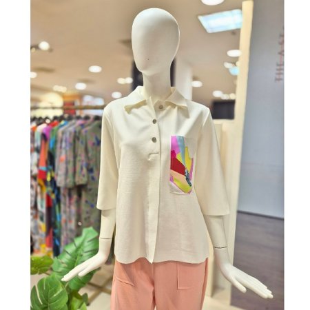 포켓 카라 반오픈넥 셔츠