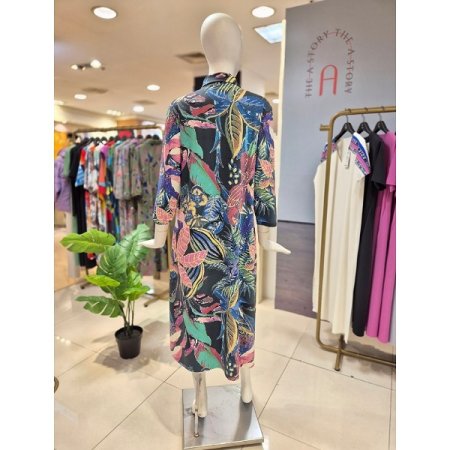 반오픈넥 야자수 원피스