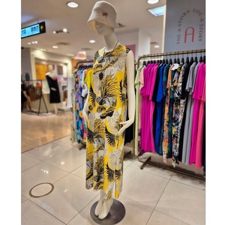 하와이언 민소매 롱 원피스