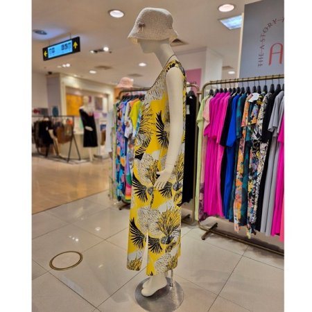 하와이언 민소매 롱 원피스