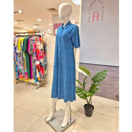 A로고 반소매 셔츠형 원피스