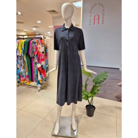 A로고 반소매 셔츠형 원피스