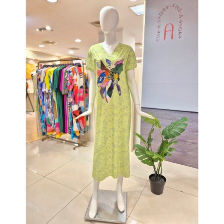 플라워 옆트임 롱 원피스