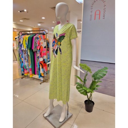 플라워 옆트임 롱 원피스