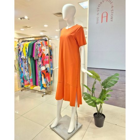 반소매 옆트임 A라인 원피스