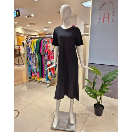 반소매 옆트임 A라인 원피스