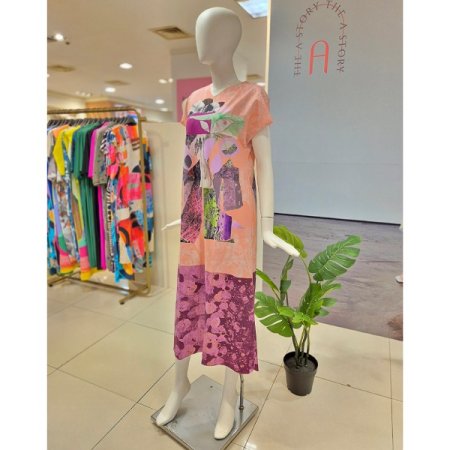 기하학 브이 롱 원피스