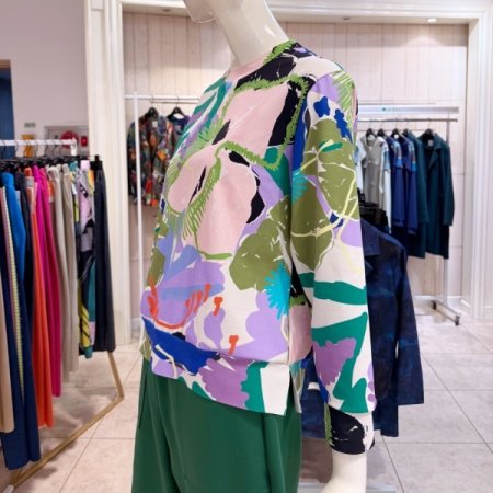 프린팅 라운드 긴팔 티셔츠