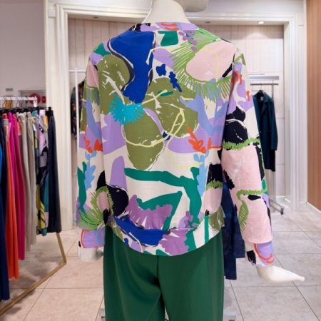 프린팅 라운드 긴팔 티셔츠