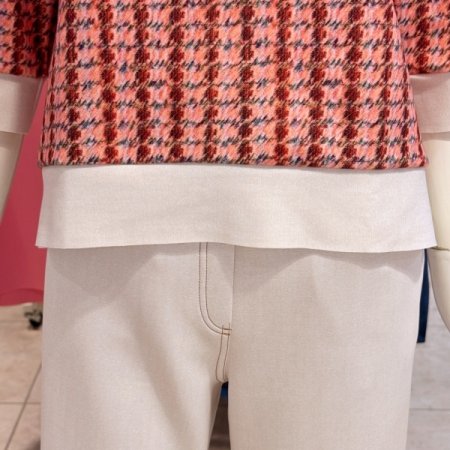 하운드 체크 7부 라운드 티셔츠