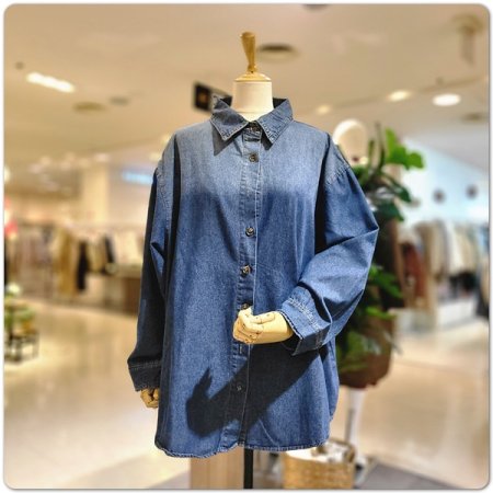 투톤데님블라우스